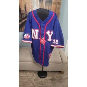 Raw Blue Classics NY #15 Jersey Shirt 2XL Blue Red White Hip Hop Y2K Streetwear